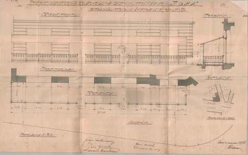 A terrace's fence design for the Roma Cafe (1926)