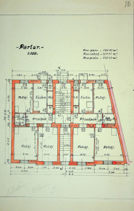 План 1-го поверху з первинного проєкту будинку (1933). Виконав Юзеф Ліндер
