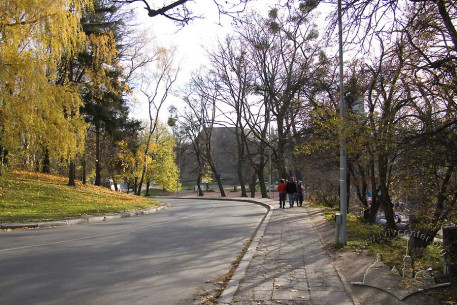 Північна межа алей. Вул. Винниченка, спуск у бік Львівської улоговини.
