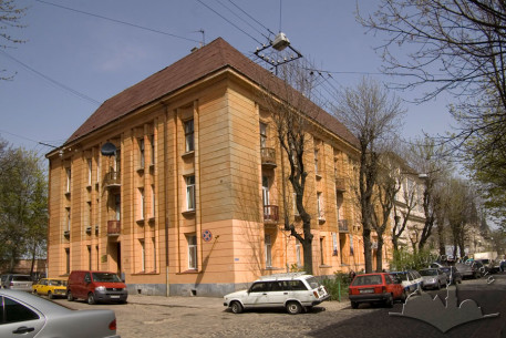 Vul. Fedkovycha, 32. Older sports club building constructed in 1908 in Secession style.