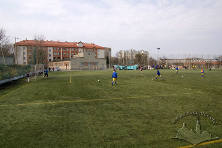 Вул. Княгині Ольги, 1-3. Вигляд стадіону з вул. Куликівської