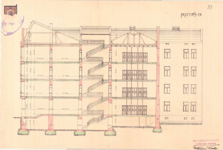 Розріз кам'яниці, яку запроєктував Фердинанд Каслер у 1912 році