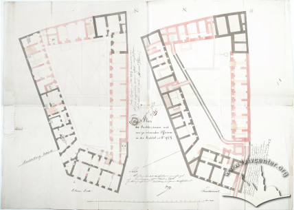 1856 рік. Плани 1-го і 2-го поверхів з проекту реконструкції розробленого на замовлення Карла Вернера