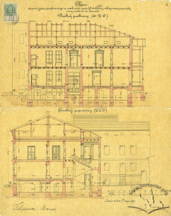 Розрізи вілли з первісного проекту вілли, 1886 рік