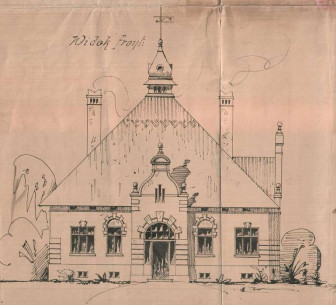 Первісний проєкт фасаду вілли з 1905 року. Креслення підписали Станіслав Уленецький і Міхал Макович