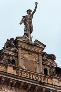 Vul. Sichovykh Striltsiv, 3. The statue of Mercury placed on the central attic. It was restaurated in 2012