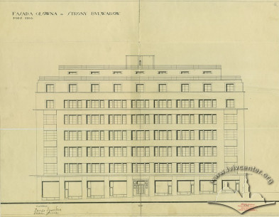 Головний фасад з оригінального проекту будинку 1928 р.