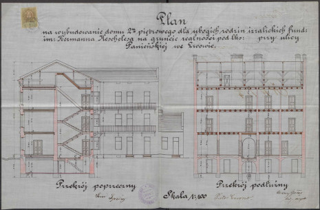 Розрізи будинку з первинного проєкту 1895 року