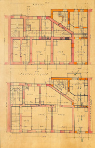Underground and first floor plans. Reconstruction project of 1936