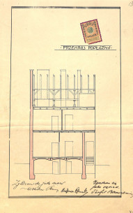 Поздовжній розріз. Первинний проєкт будинку з 1908 року