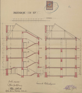 Розрізи будинку з проєкту 1910 року